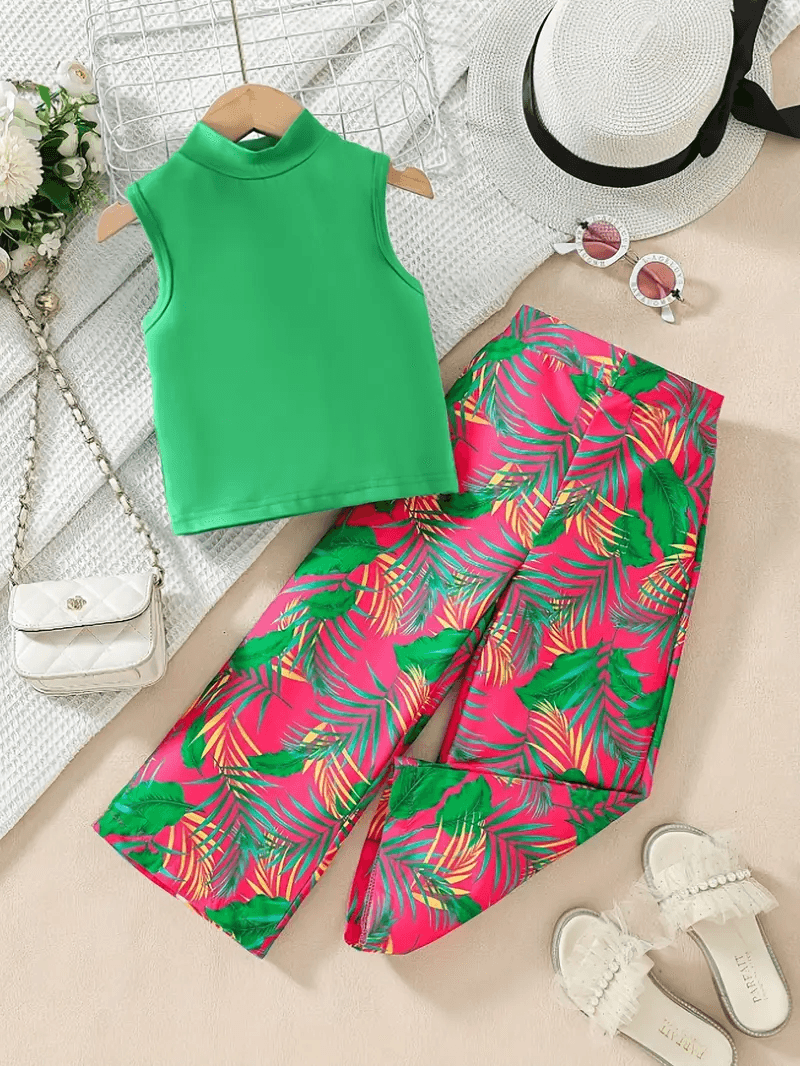 2pcs Tropical Print Summer Set for Girls