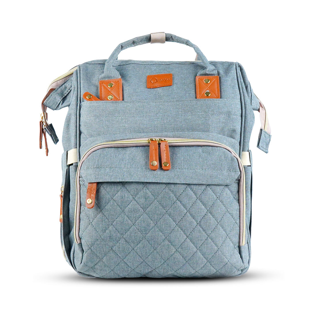 Font look for grey maternity bag