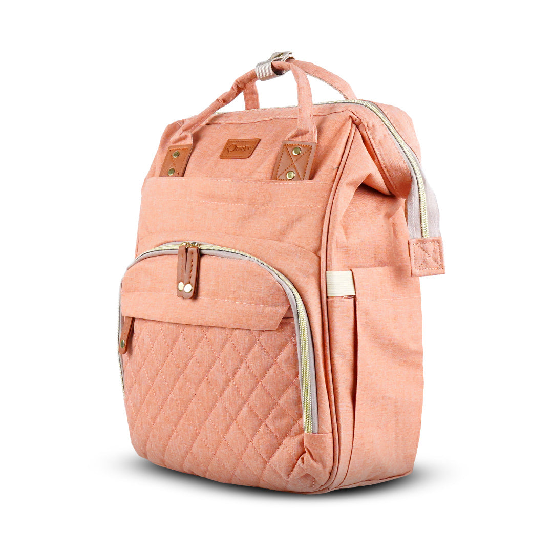 Right side look of peach maternity bag