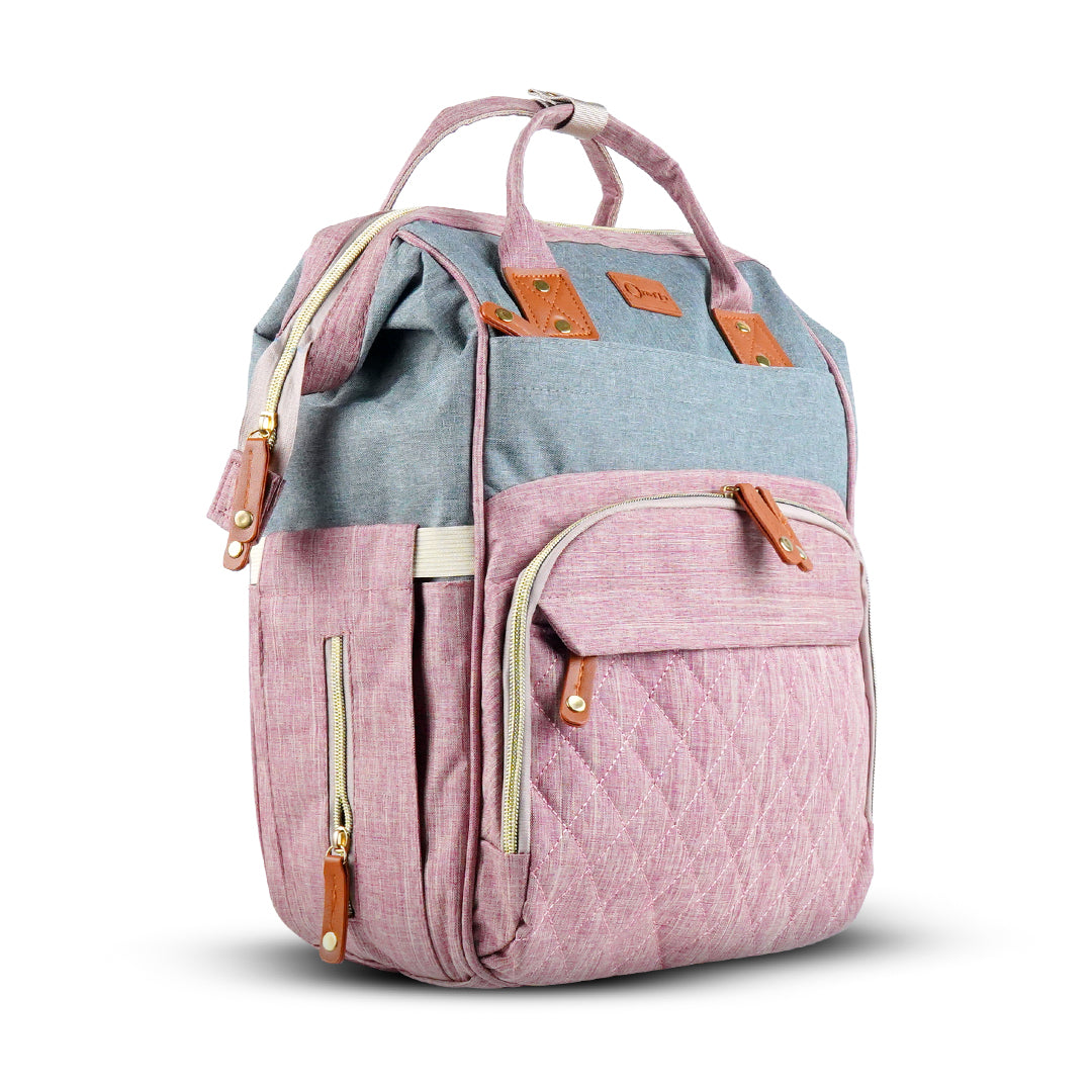 Combination of pink and grey maternity bag