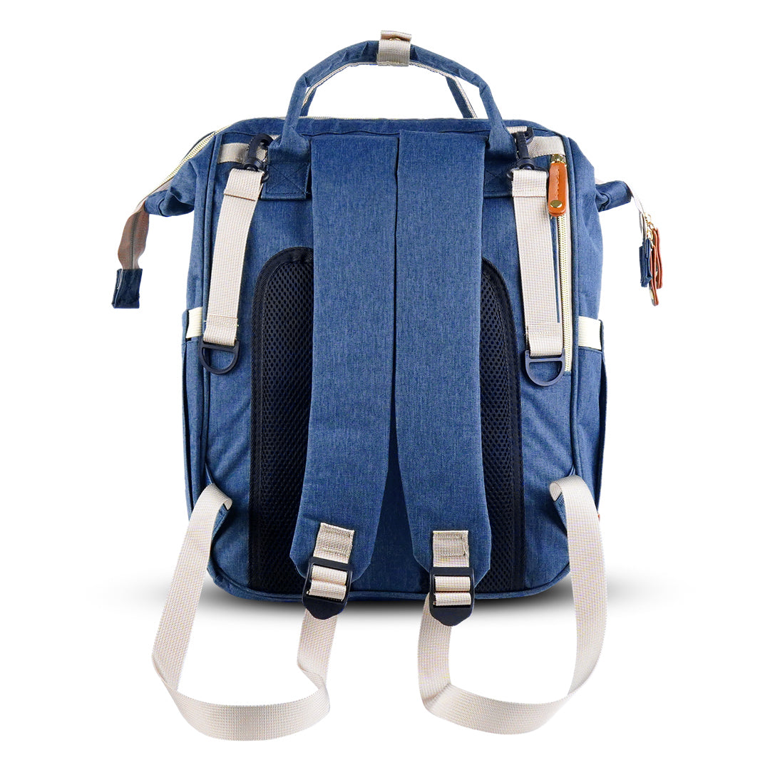 Dark blue back side of maternity bag