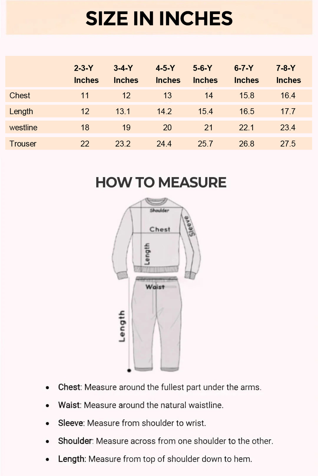 Size Chart for Mariana Bow Co-Ord Set