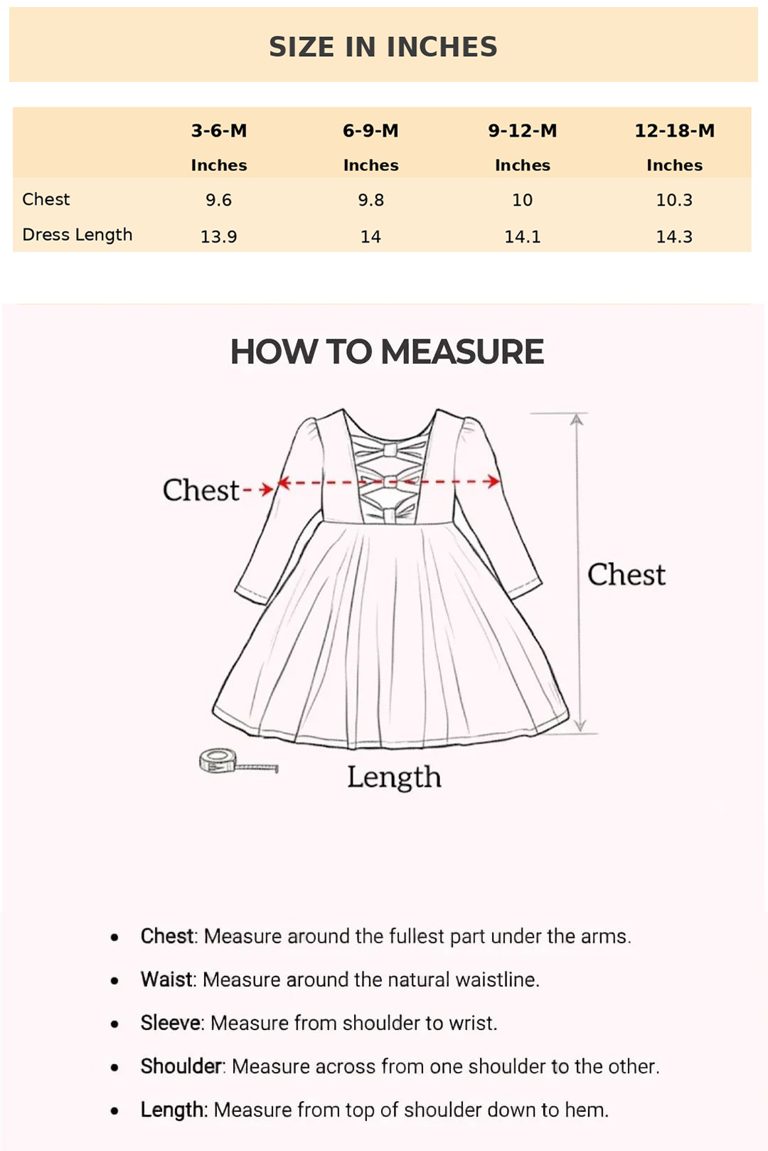 Size Chart for Mira Chikankari Romper