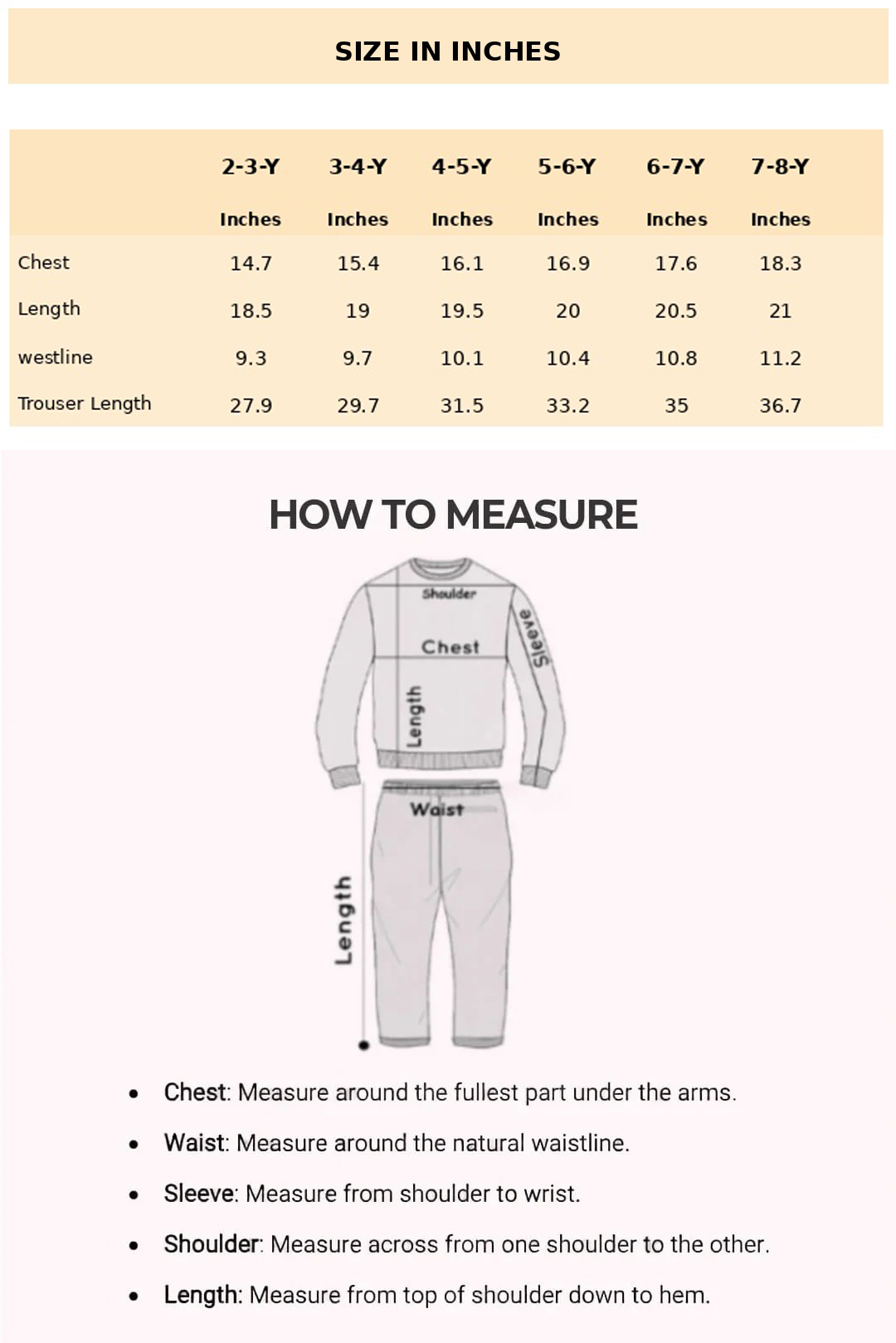 Size Chart for Nora Linen Cotton Set