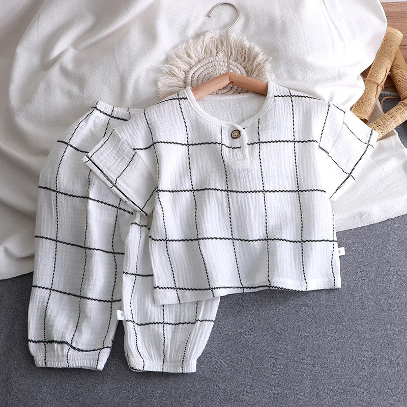 Monochrome Grid Cotton Muslin Co-ord Set