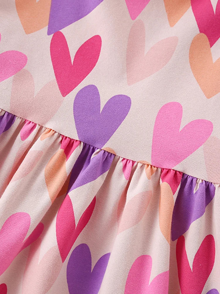 Close-up of a fabric with colorful heart pattern