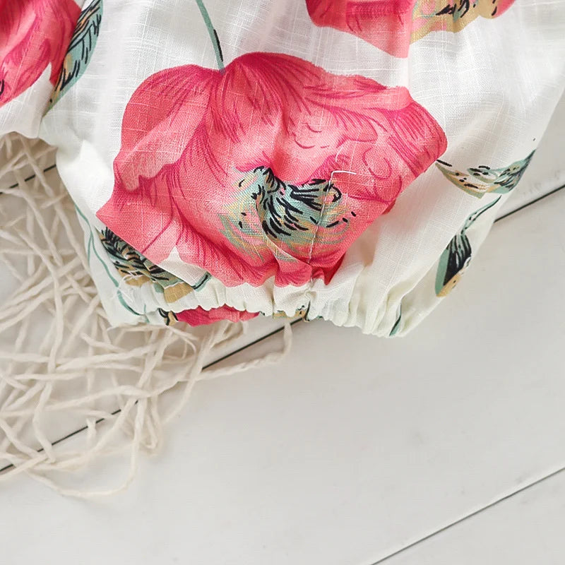 Peplum Button Top & Floral Shorts Set