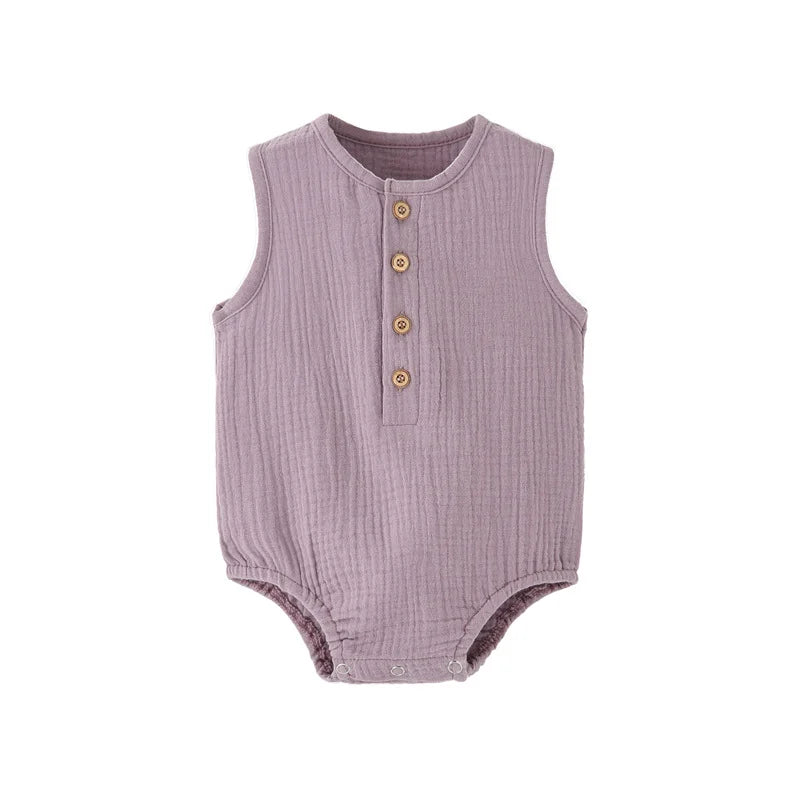 Sleeveless Cotton Linen Baby Romper