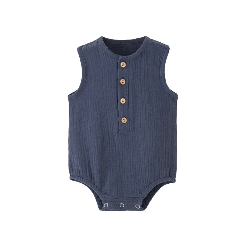 Sleeveless Cotton Linen Baby Romper