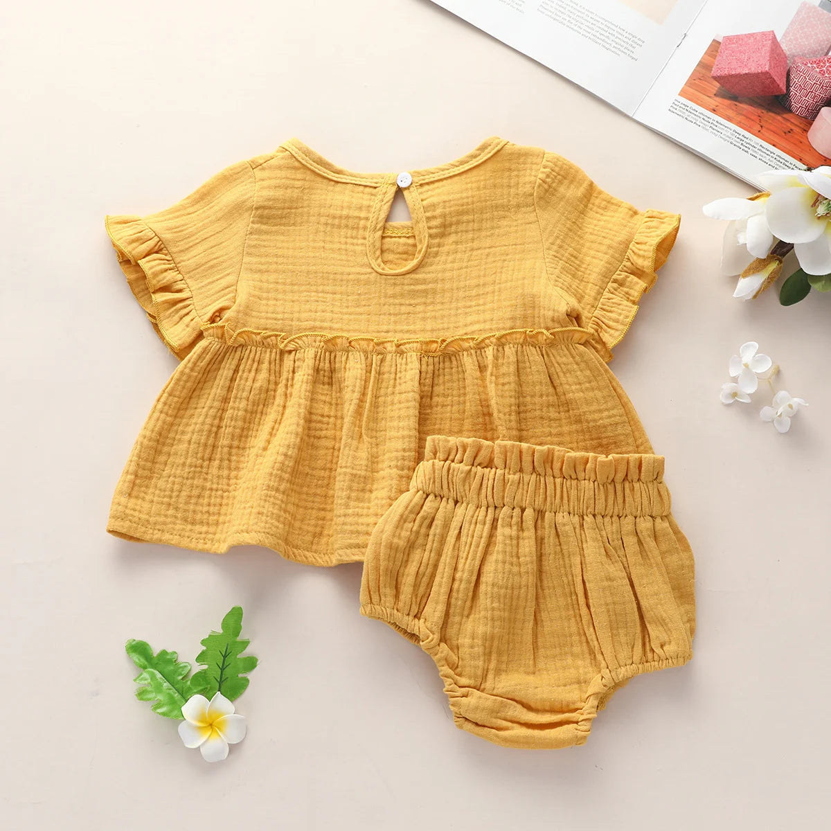 Baby Girls Lace Top & Shorts Set
