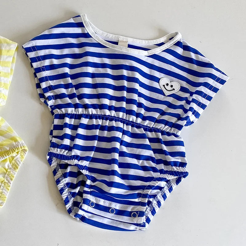 Happy Stripes Smiley Cotton Romper