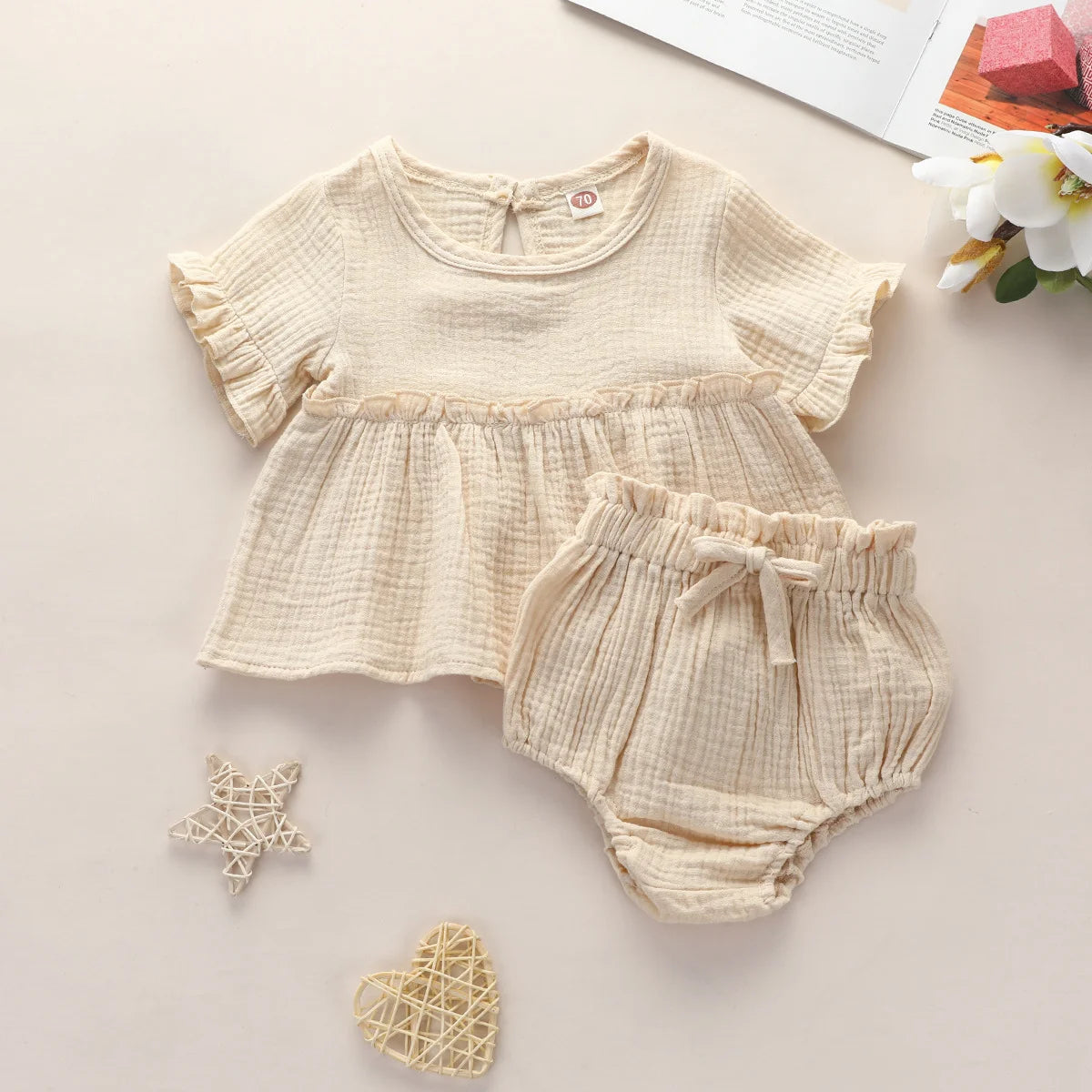 Baby Girls Lace Top & Shorts Set
