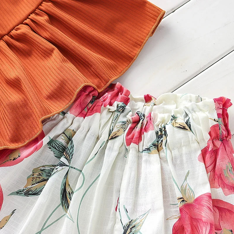 Peplum Button Top & Floral Shorts Set