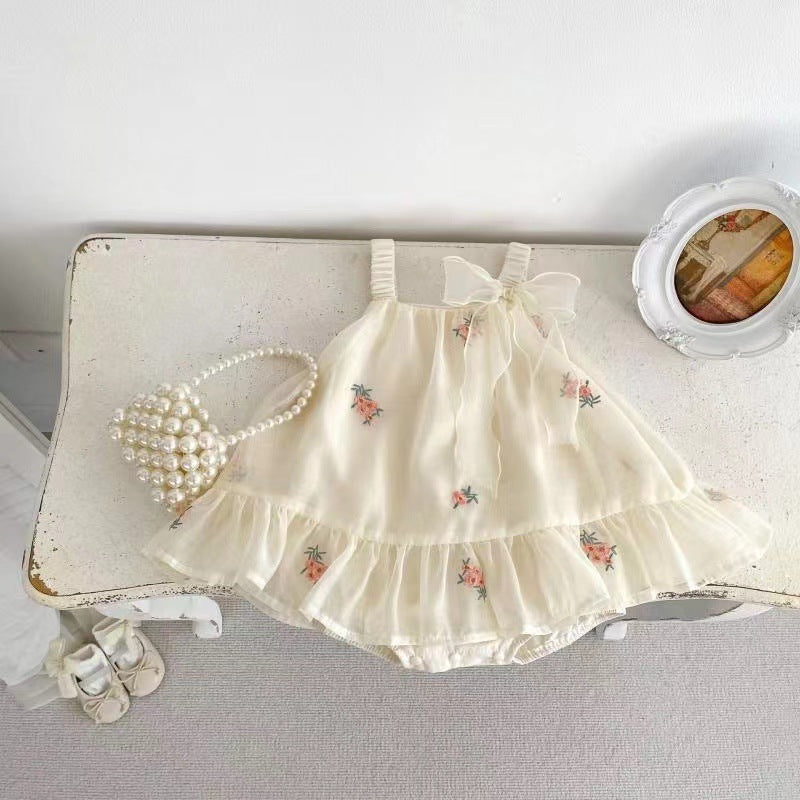 Floret Fringe Mesh Romper