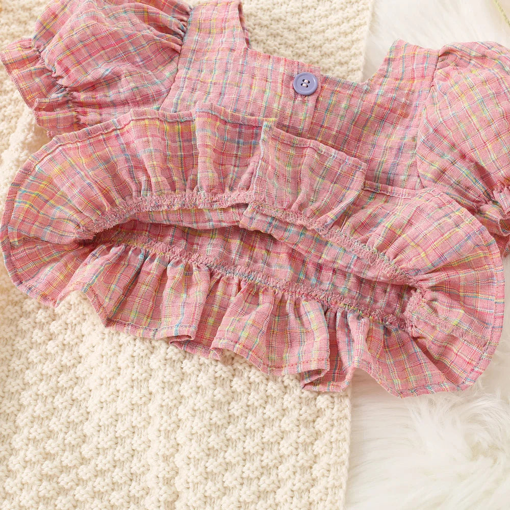 Cotton Puff Sleeve Top & Ruffle Shorts Set