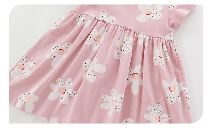 Pink dress with floral pattern on a white background