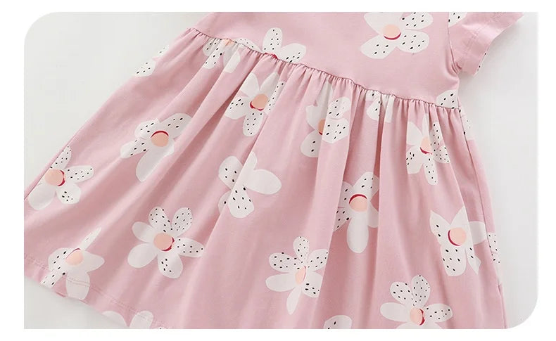 Pink dress with floral pattern on a white background