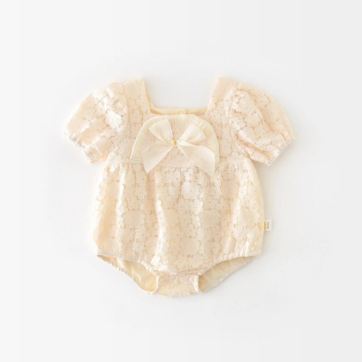 Lace Puff Sleeve Baby Romper with Headband