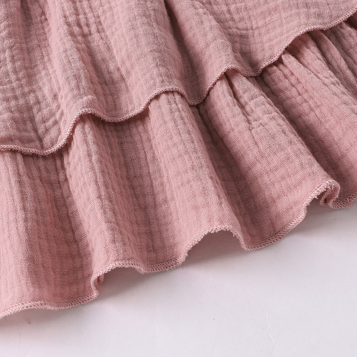 Ruffled Hem Muslin Dress