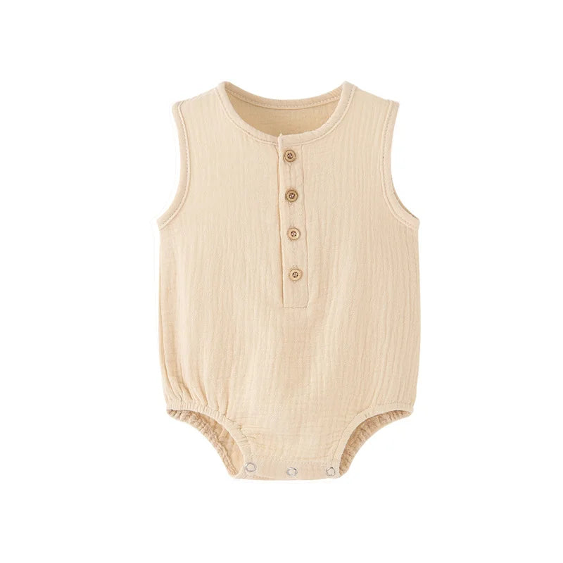 Sleeveless Cotton Linen Baby Romper