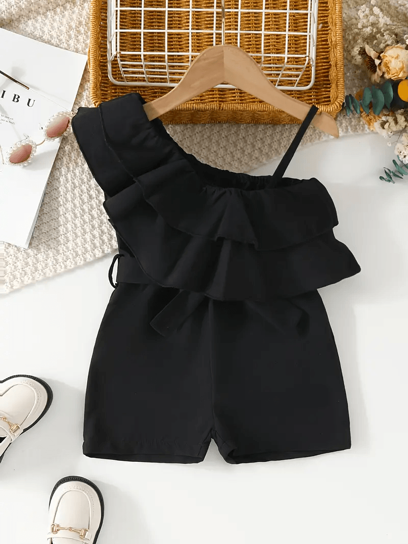 Black Ruffle Jumpsuit for Girls