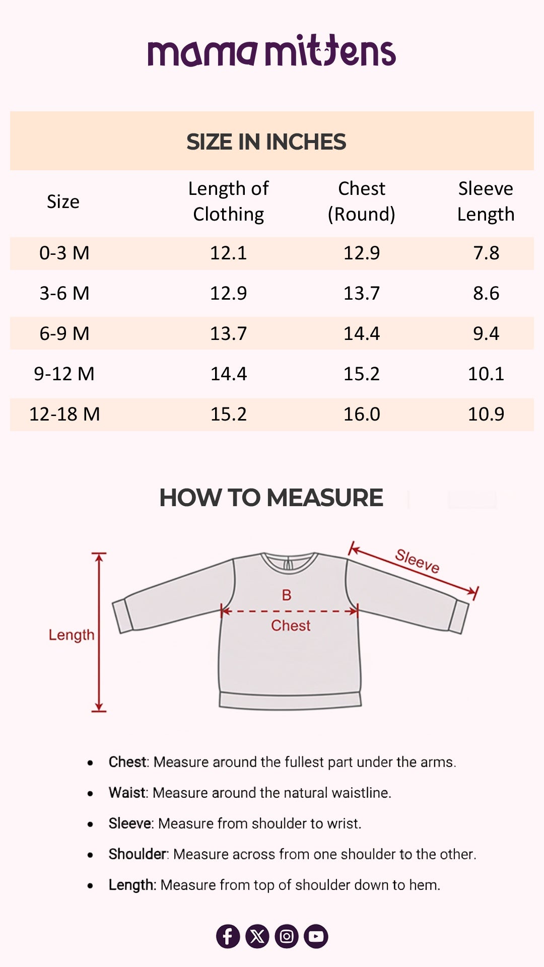 Size Chart for Marshmallow Soft Knit Sweater