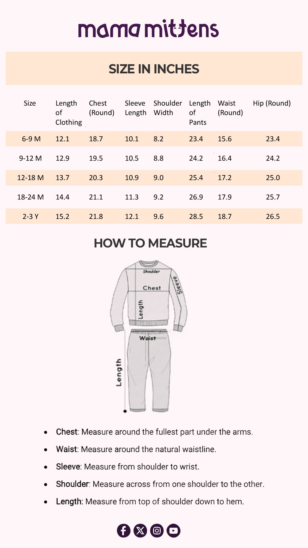 Size Chart for Ruby Ruffle Bow Jumpsuit