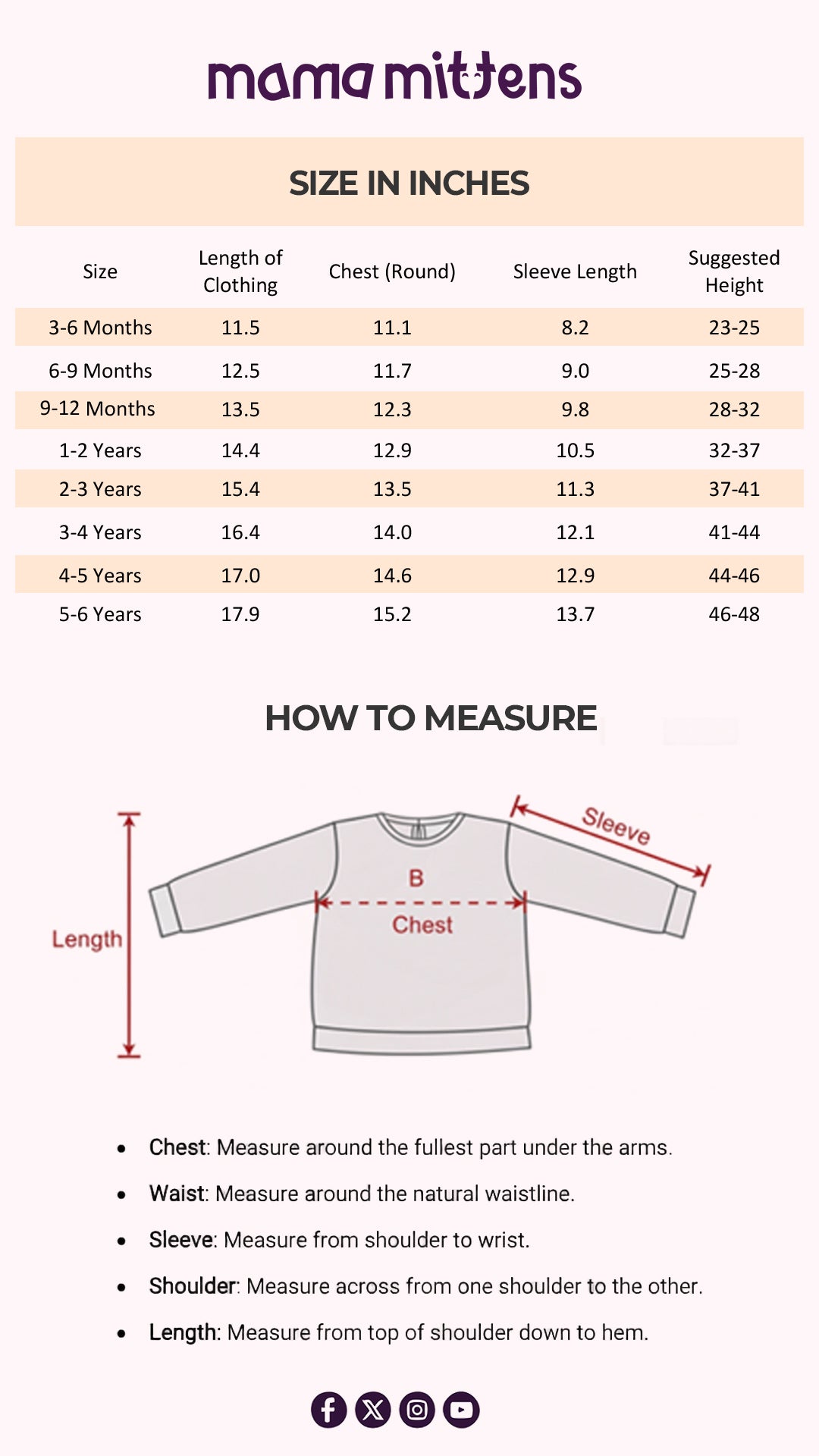 Size Chart for Pumpkin Pop Chunky Sweater