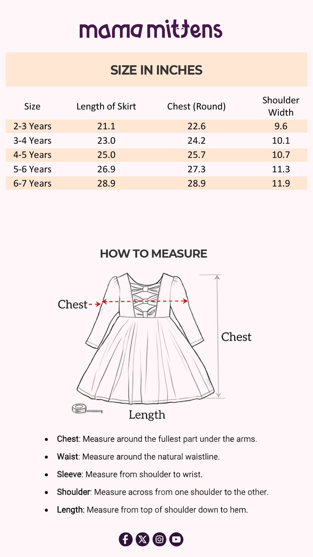 Size Chart for Champagne Tulle Twirl Dress