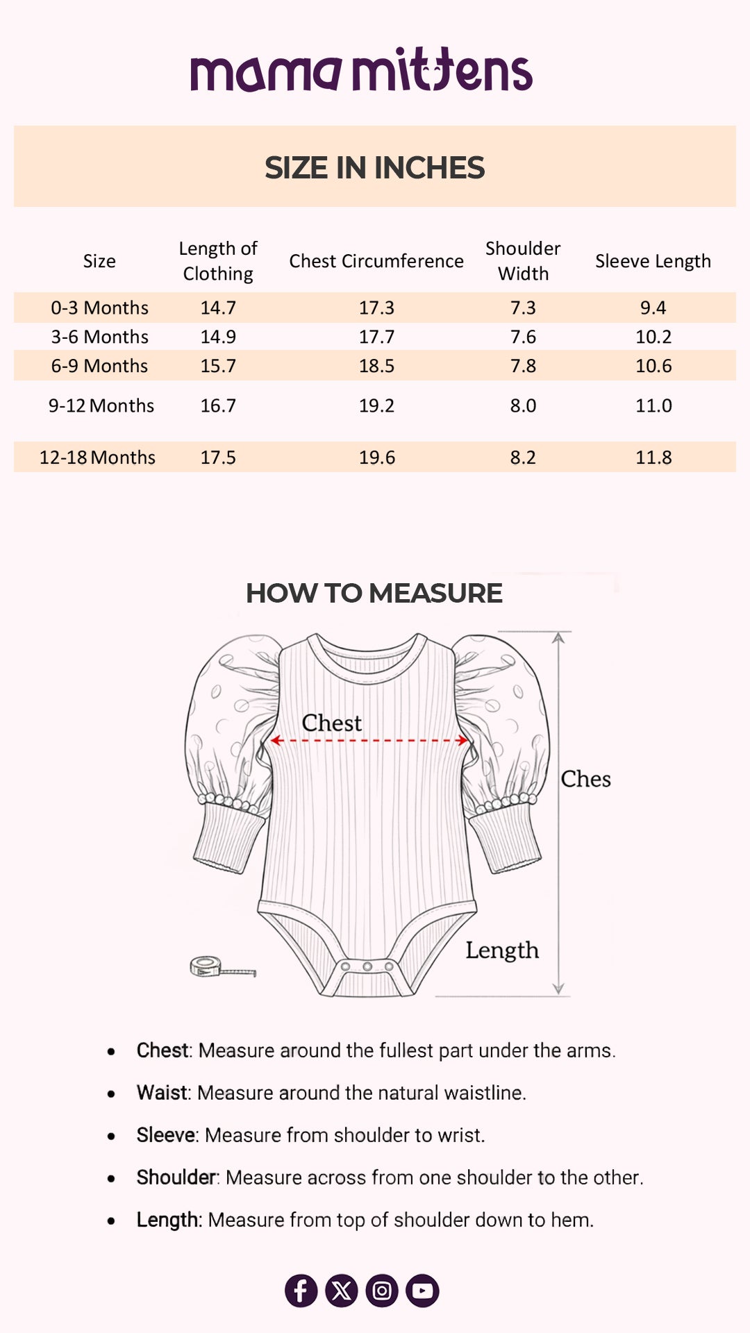 Size Chart for Little Chic Puff-Sleeve Bodysuit
