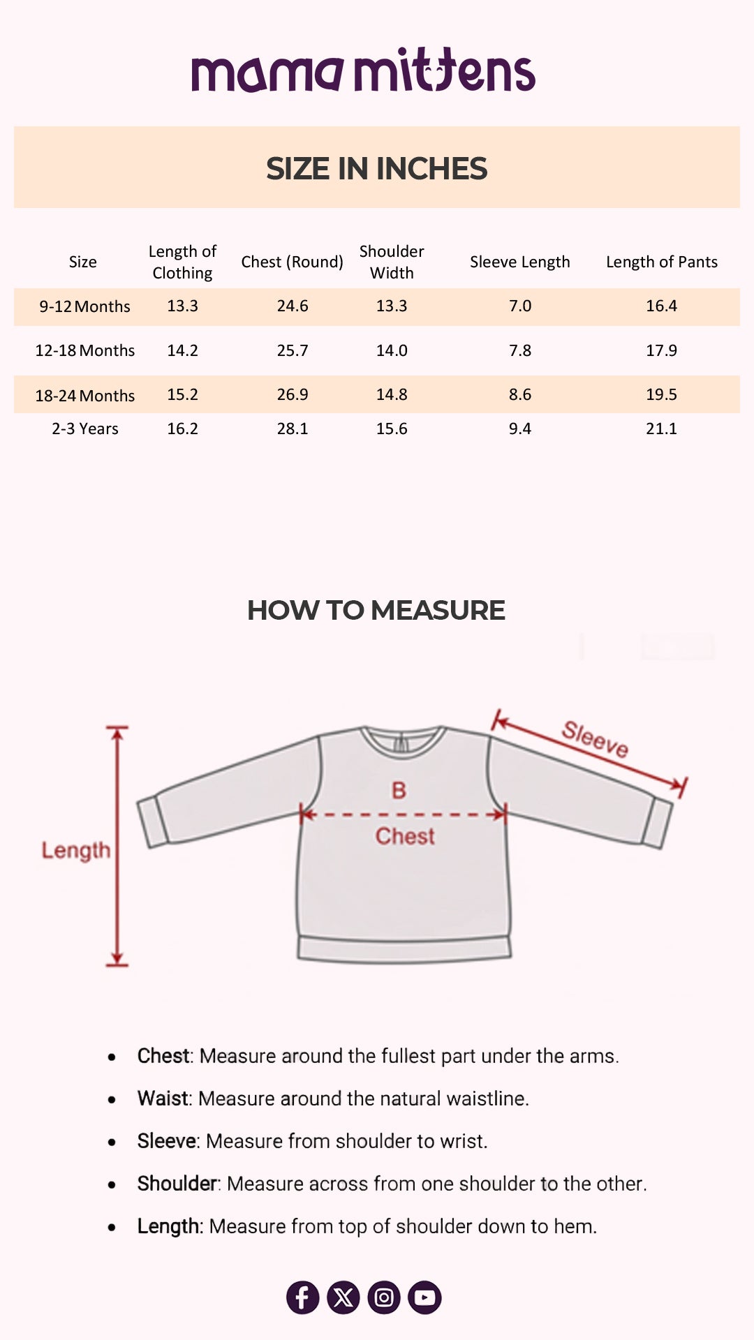 Size Chart for Little Sailor Knit Set