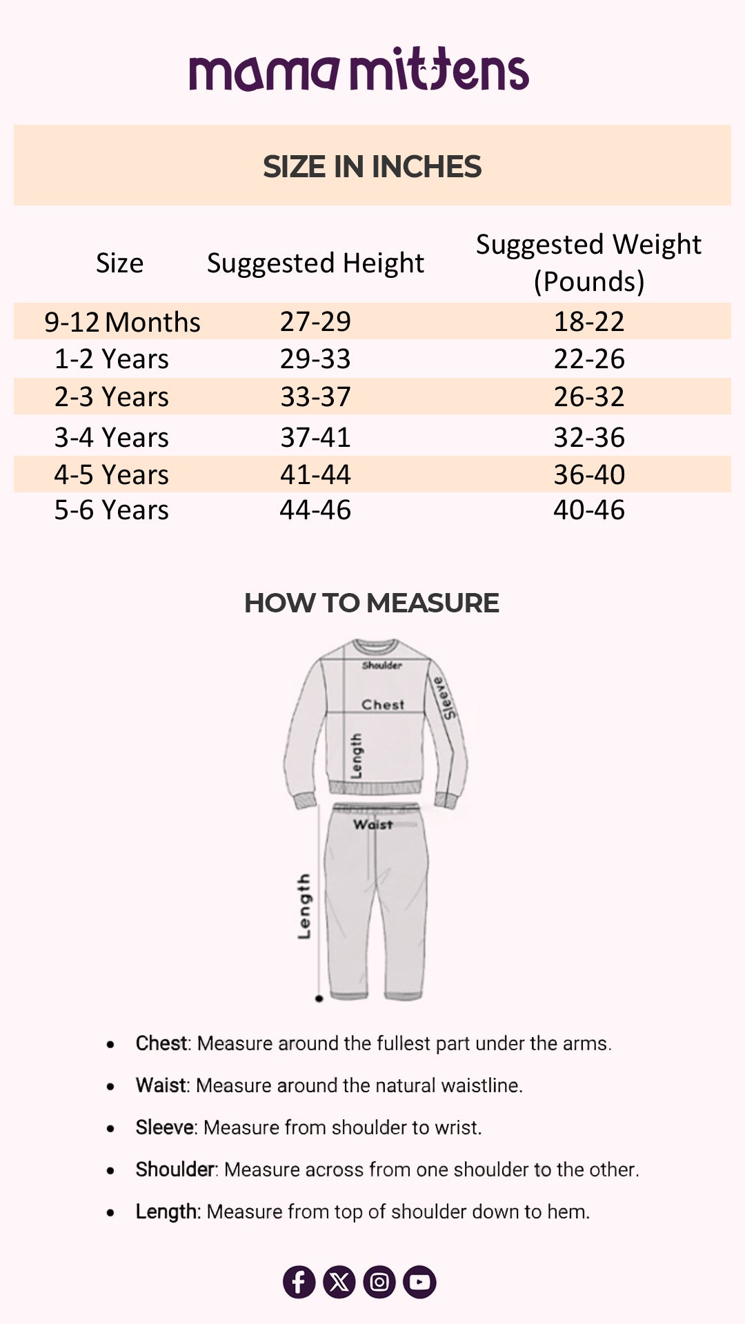Size Chart for SweetLace Puffed Sleeve Top