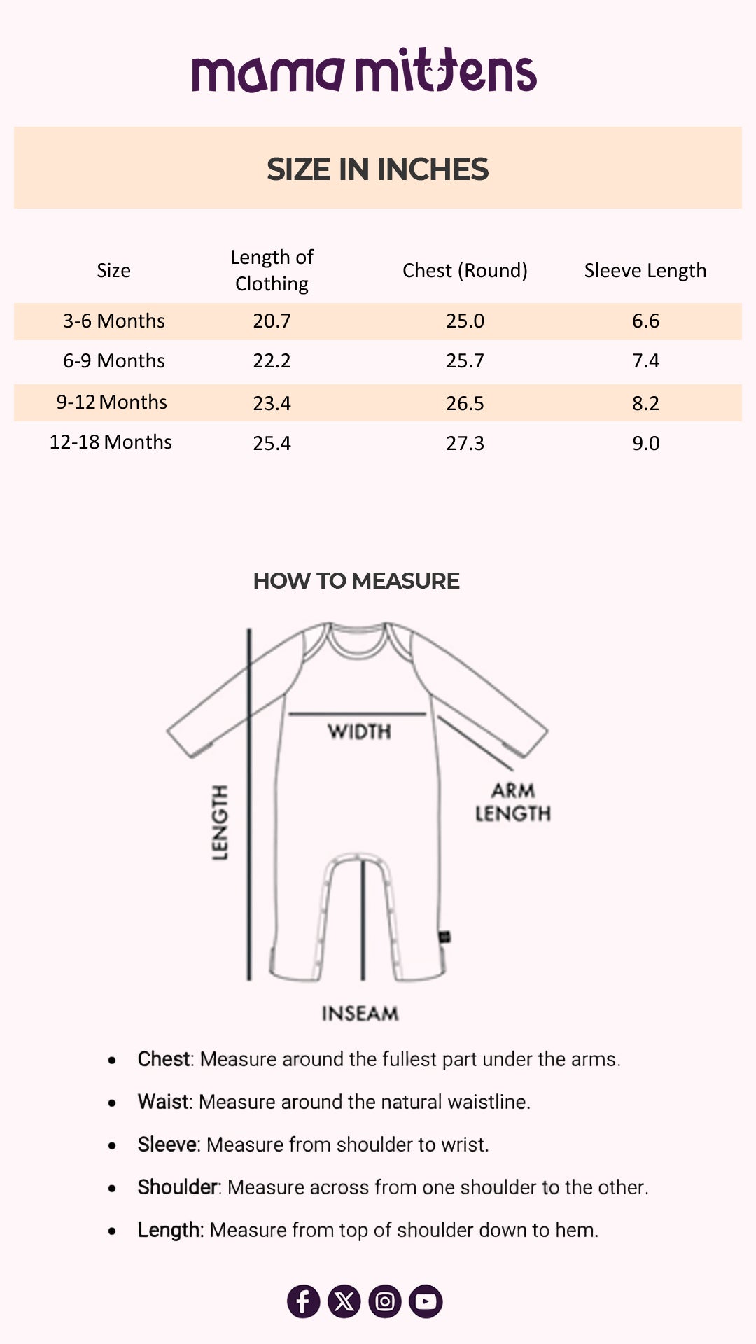 Size Chart for Mini Maverick Denim Romper