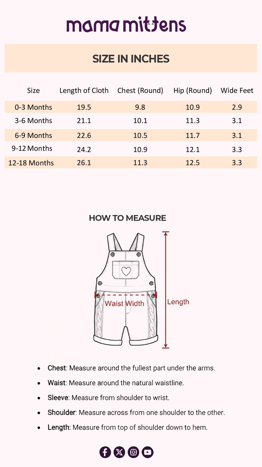 Size Chart for Little Love Sleeveless Romper