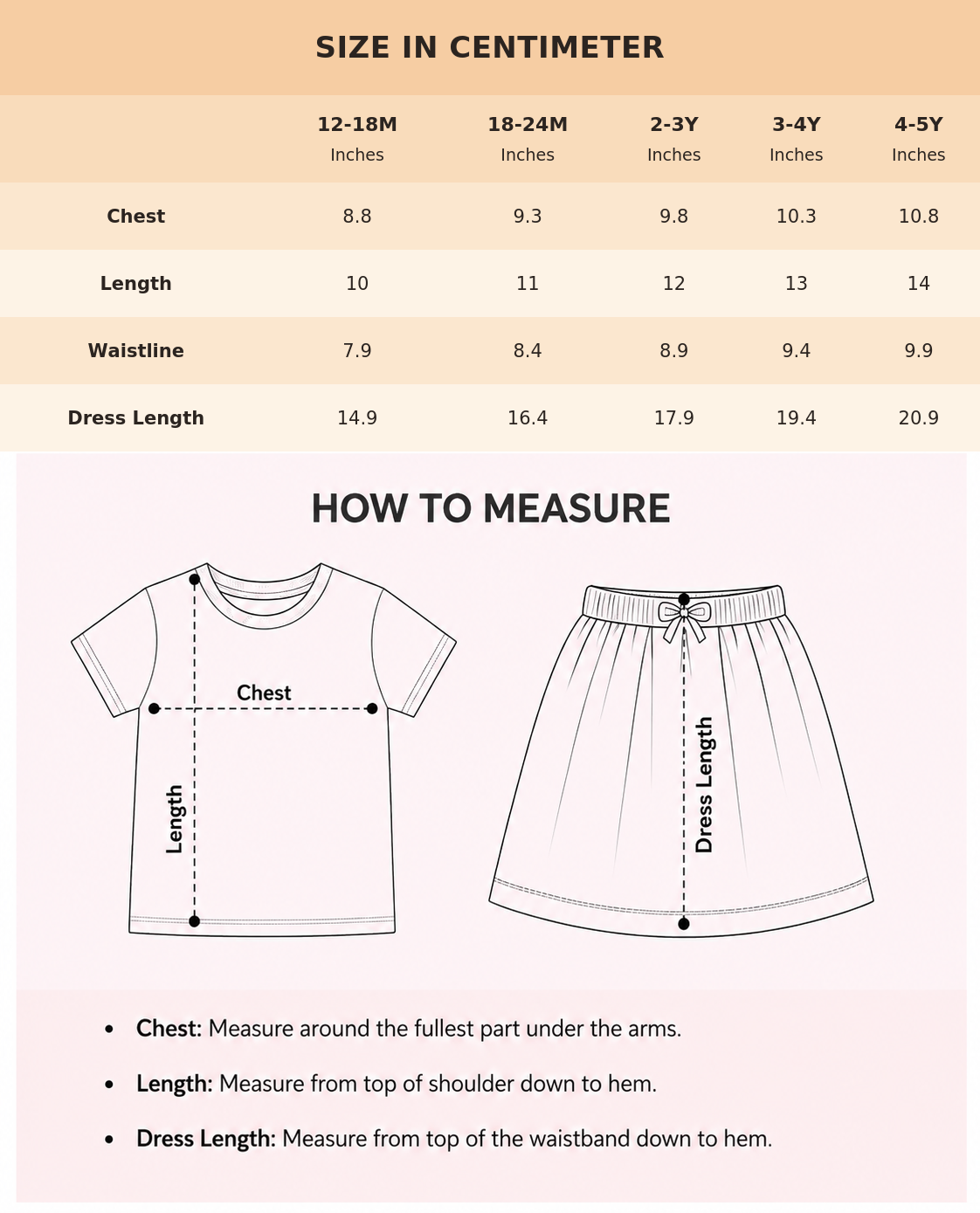 Size Chart for Rachel Breeze Skirt Set