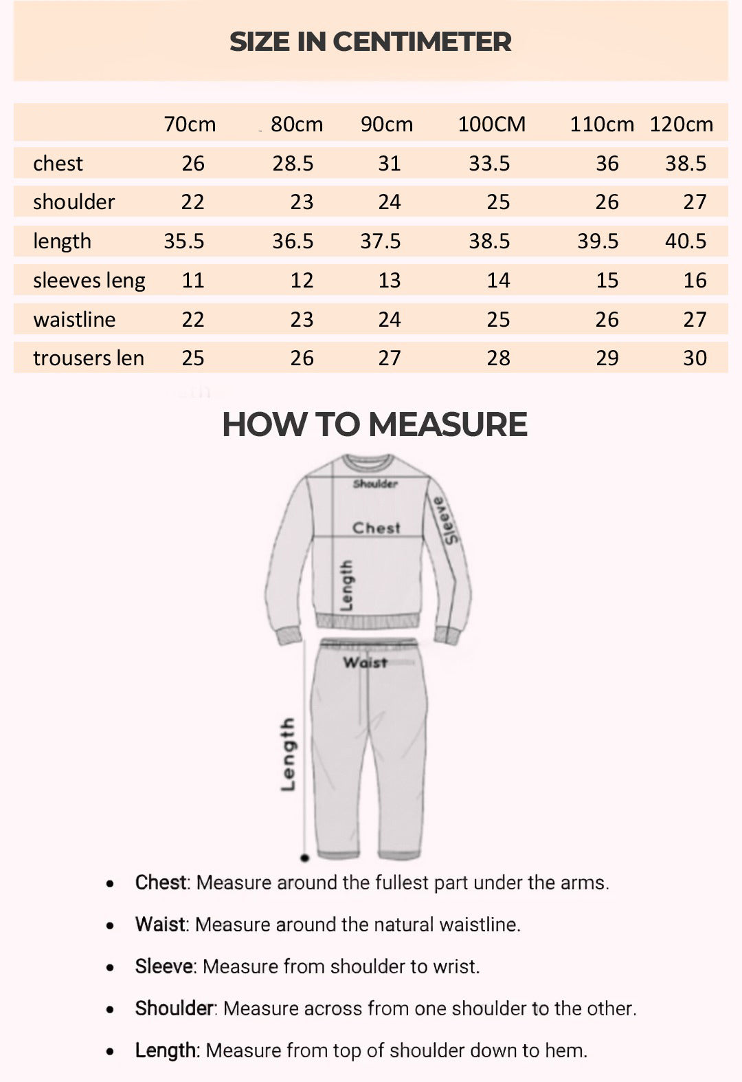 Size Chart for Vincent Classic Gentleman Set