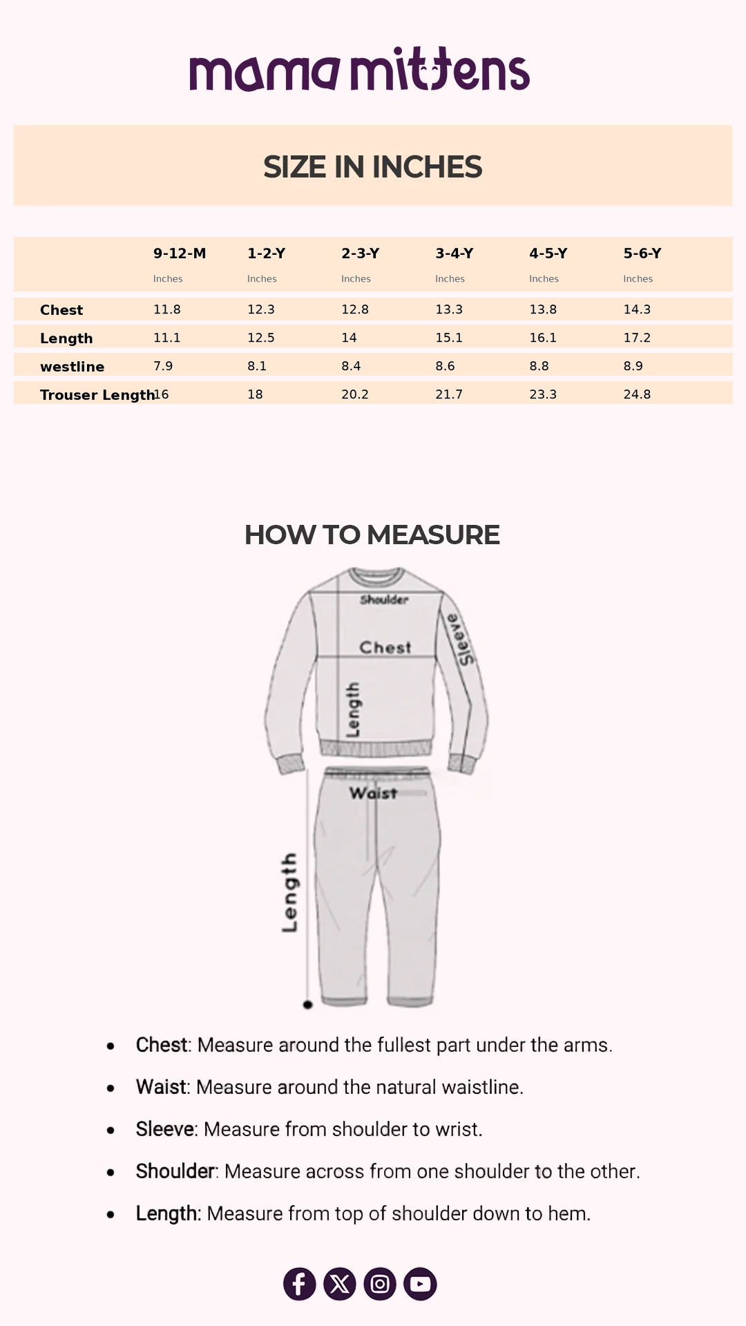 Size Chart for SweetLace Puffed Sleeve Top