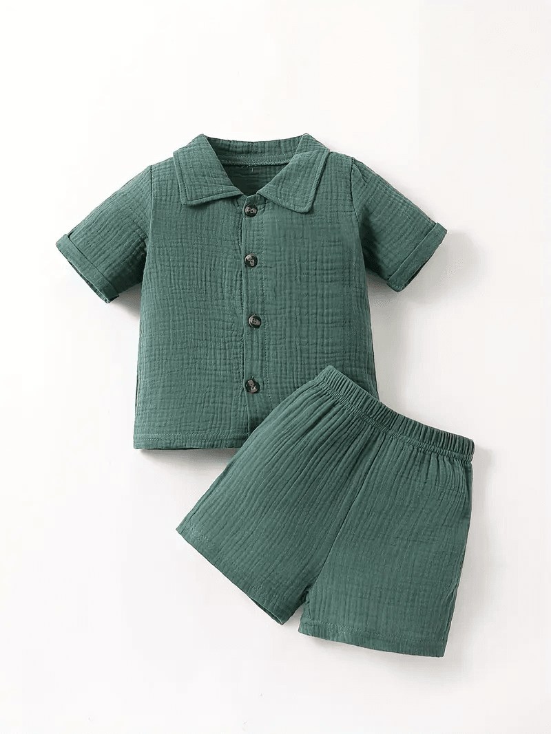 2pcs Muslin Shirt & Shorts Set for Boys