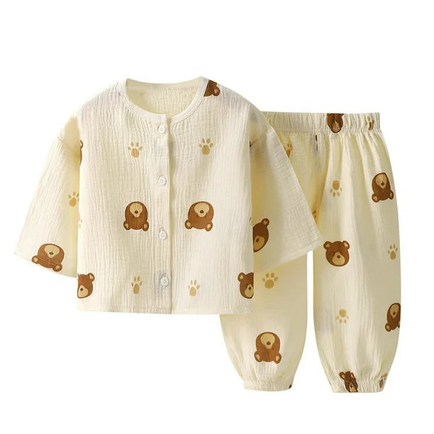 Teddy Bear Muslin Shirt & Pants Set