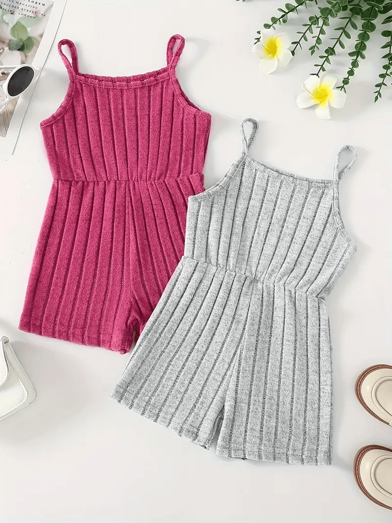 2 pcs Striped Knit Jumpsuits for Girls