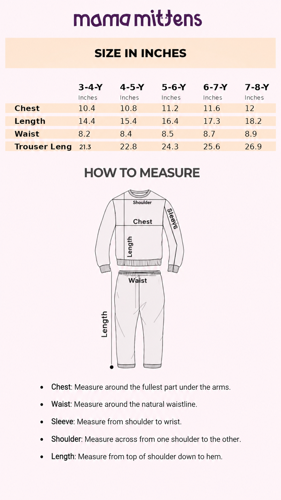 Size Chart for Victoria Checkered Plaid Set