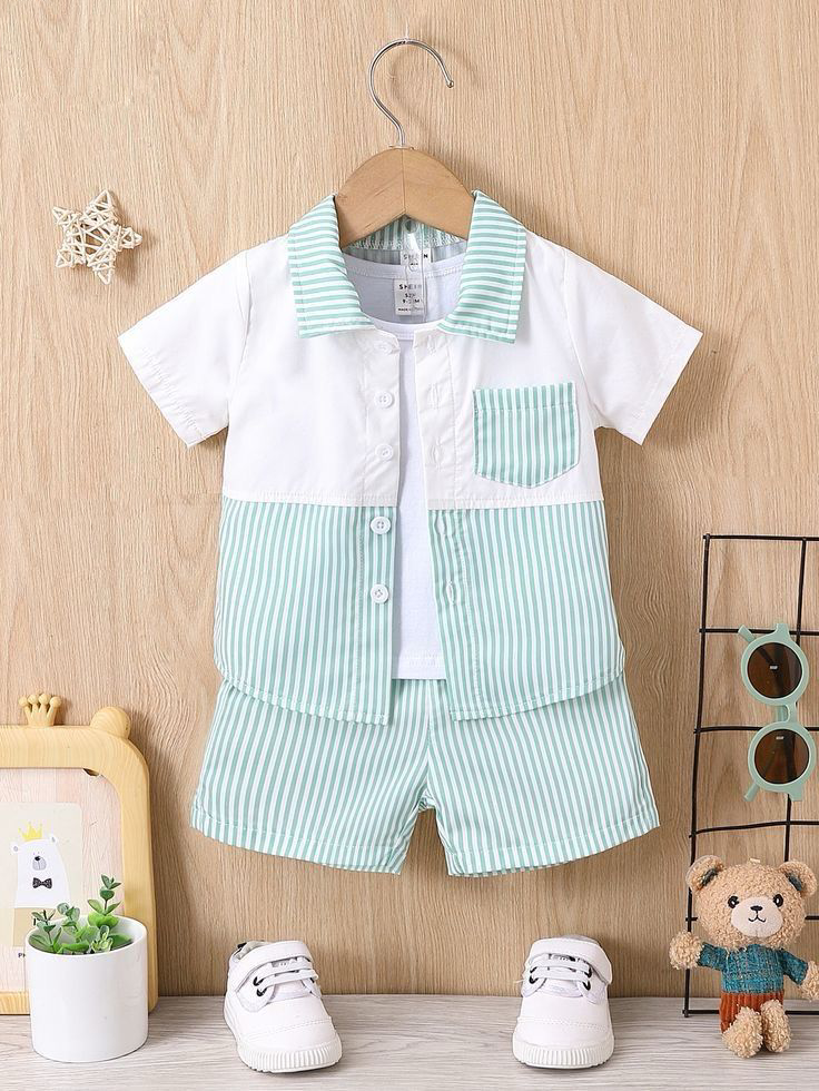 Boys Striped Shorts & Shirt Set