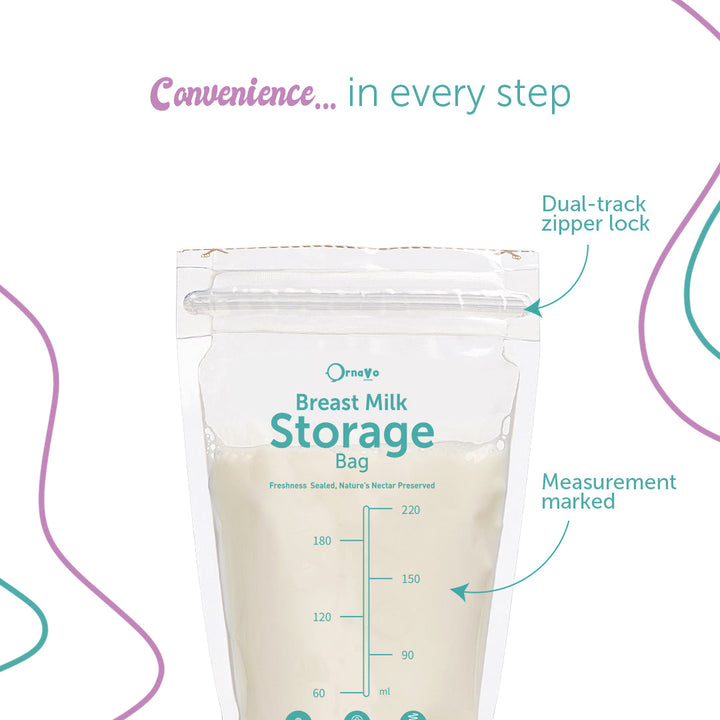 dual track zipper lock milk storage bag