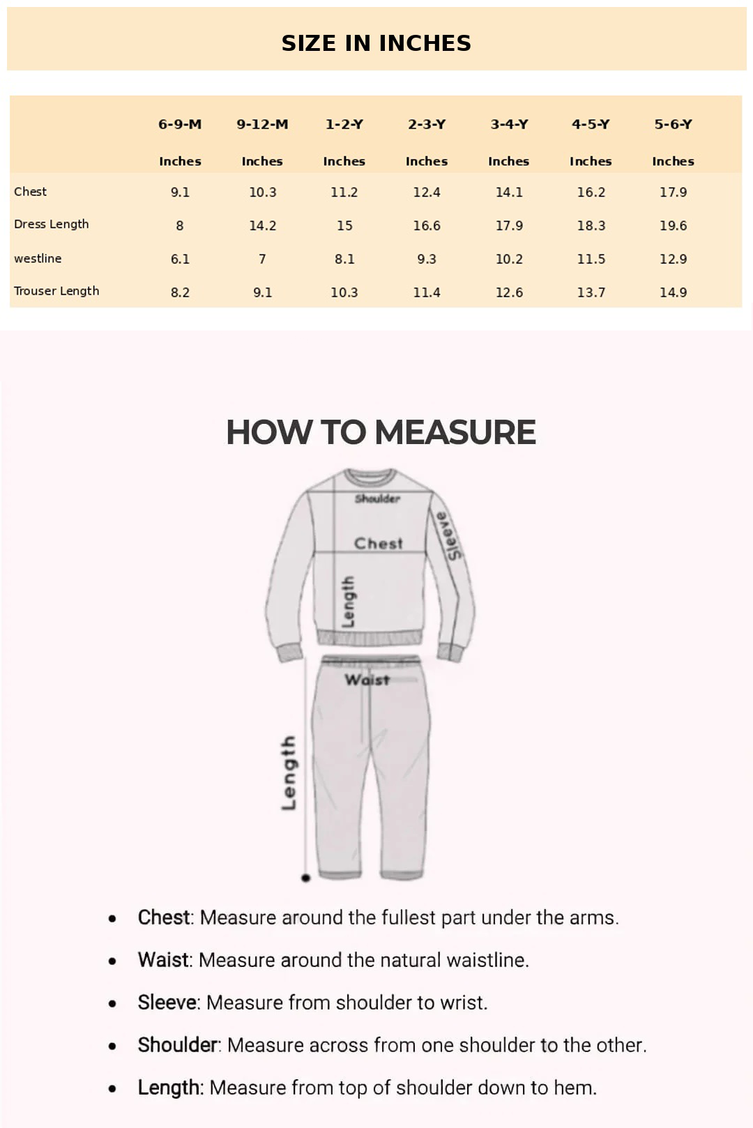 Size Chart for Theo Classic Gentleman Set