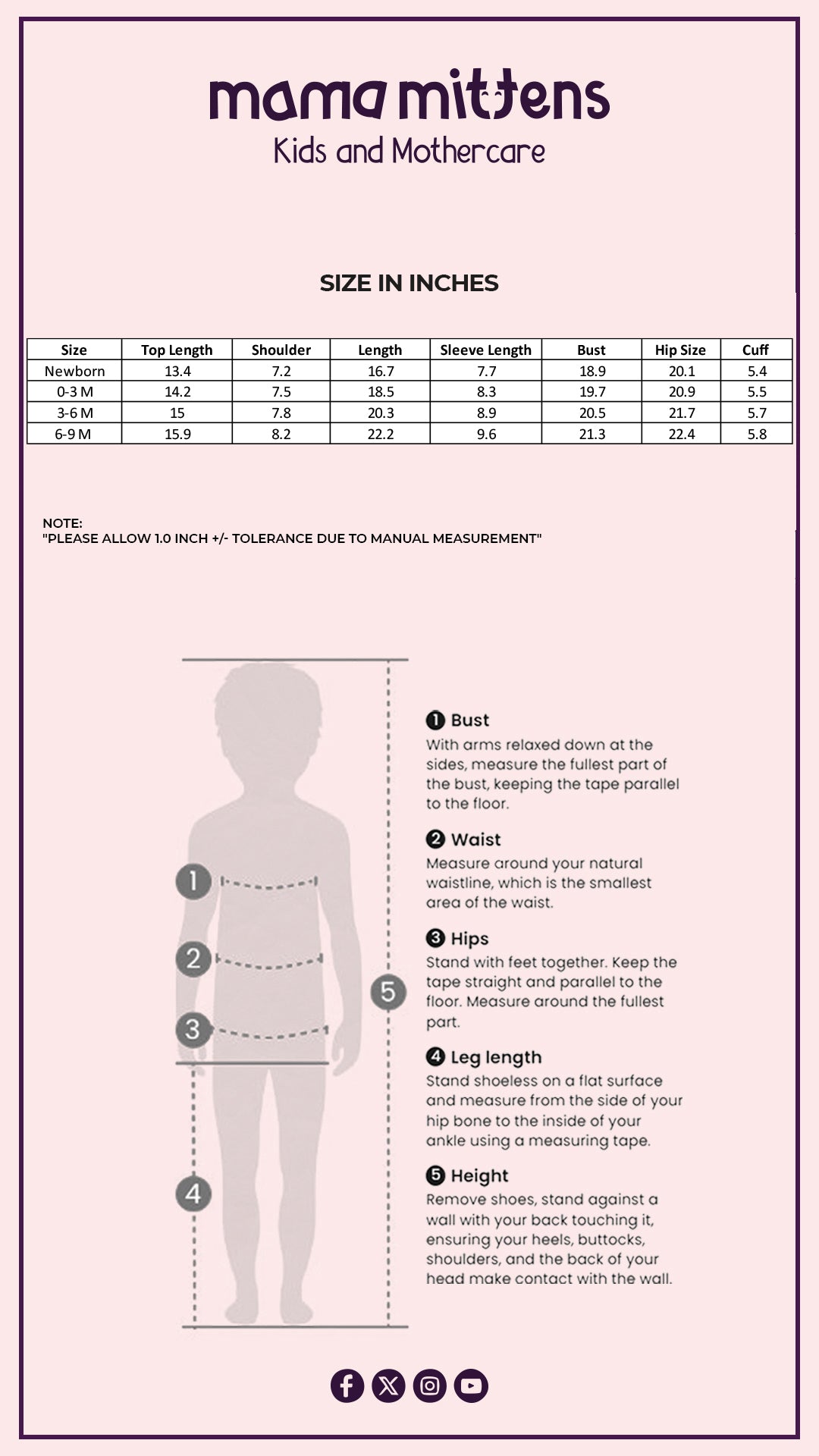 Size Chart for Melon Heart Jumpsuit