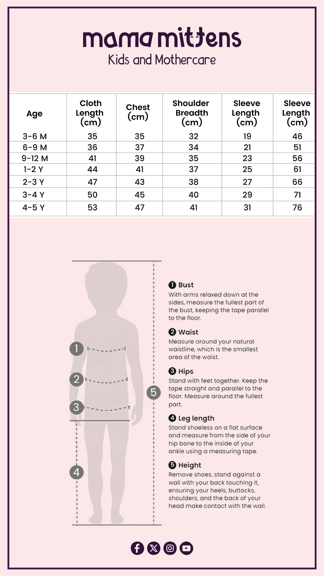 Size Chart for Stylish Floral Sling Set