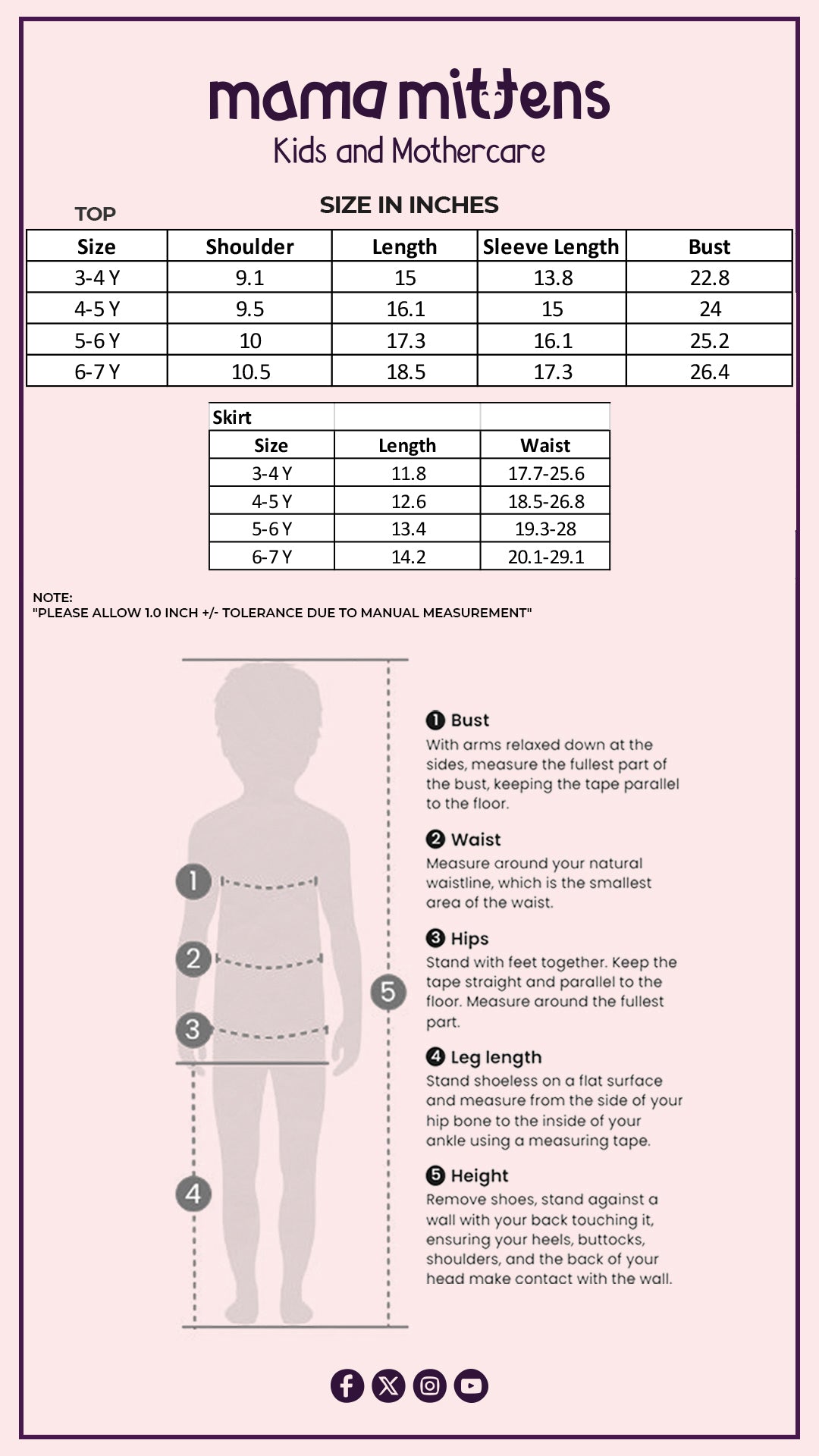 Size Chart for Little Heiress Set