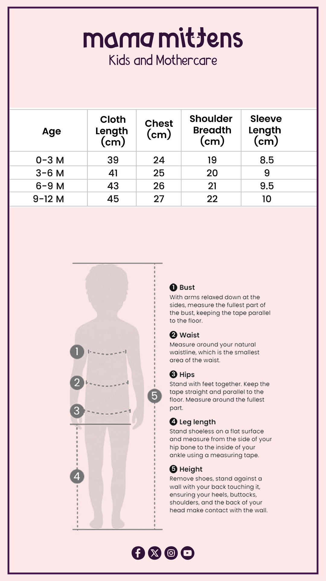 Size Chart for Animal Print Cotton Bodysuit