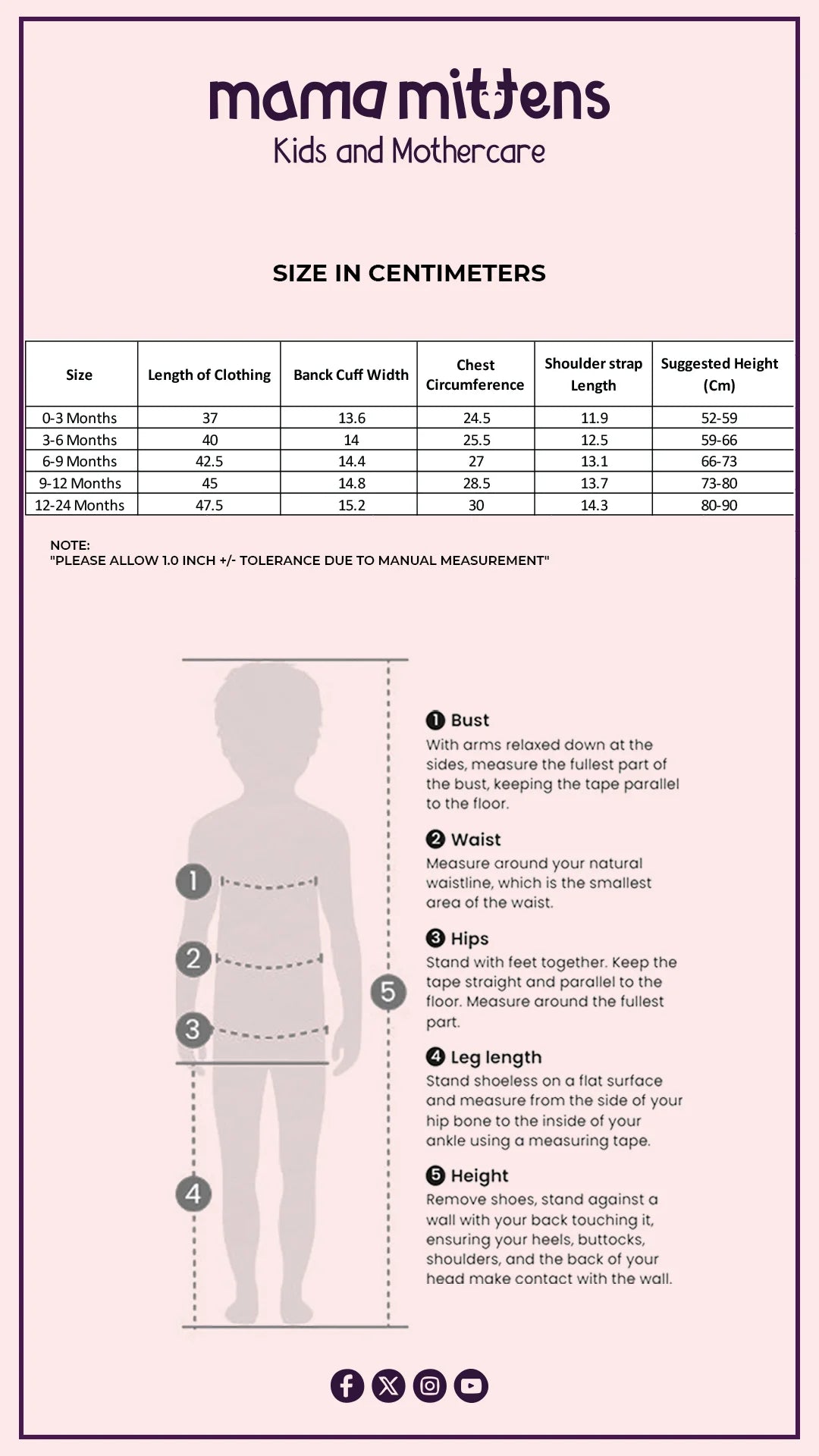 Size Chart for Sweet Cherry Bodysuit