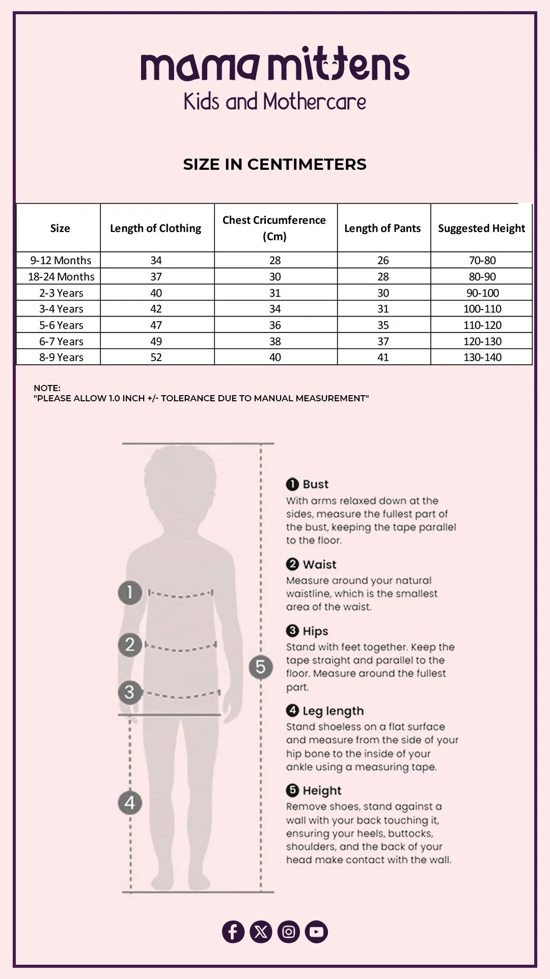 Size Chart for Waffle Street Co-ord Set